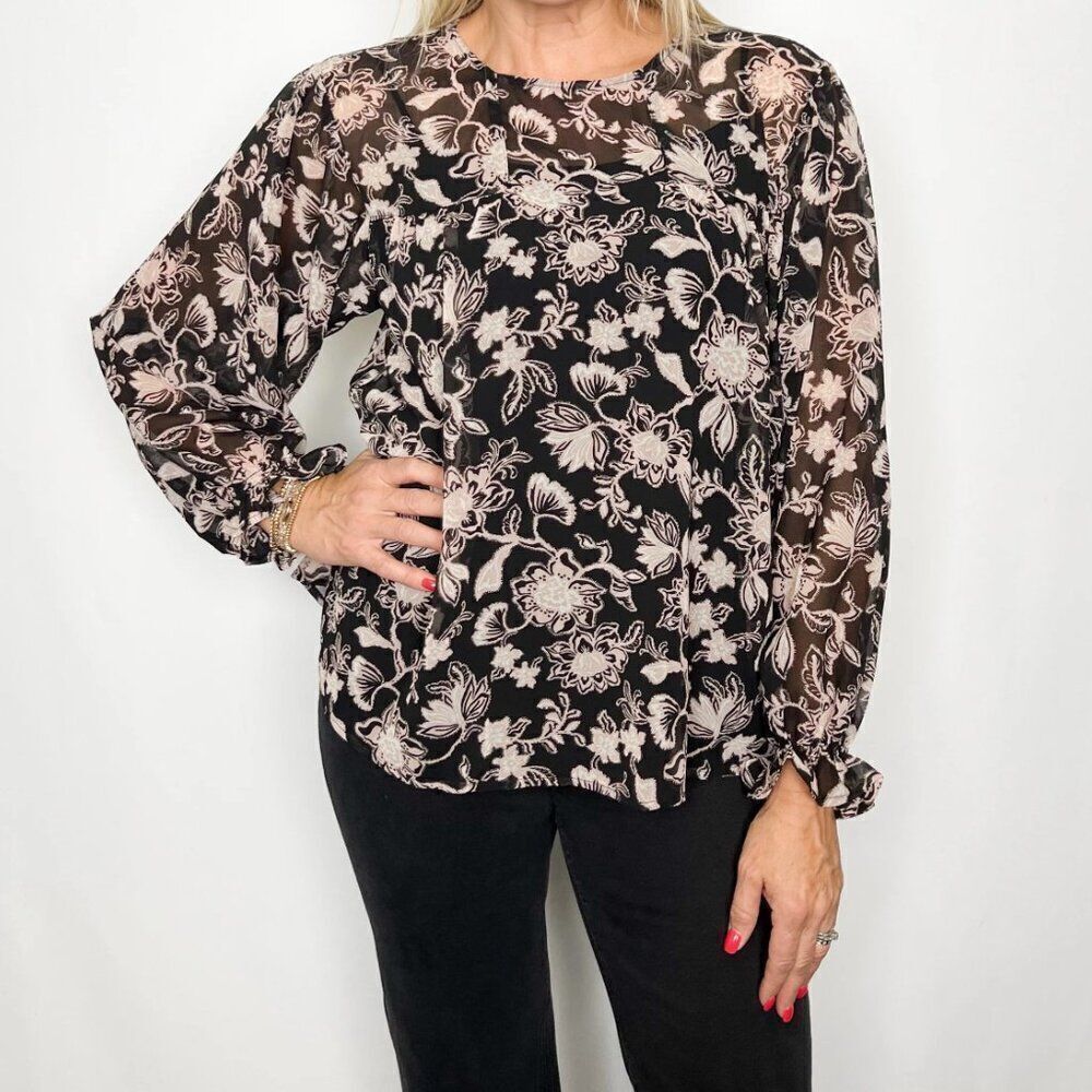 Sanctuary Ruffle Moment Chiffon Blouse 100 Percent Recycled Polyester Oversized